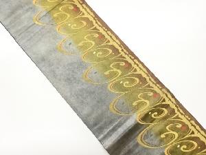 引箔抽象波模様織出し袋帯